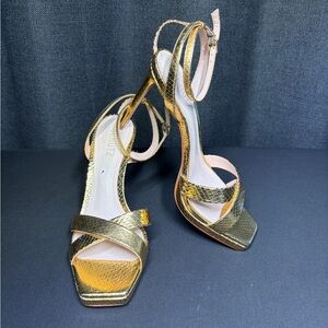 SCHUTZ Metallic Gold Strappy Heels